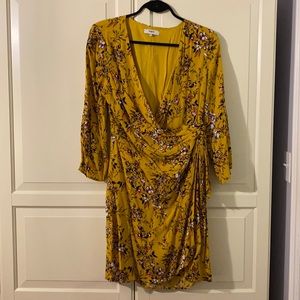 COPY - Suncoo Floral Mustard Wrap Dress